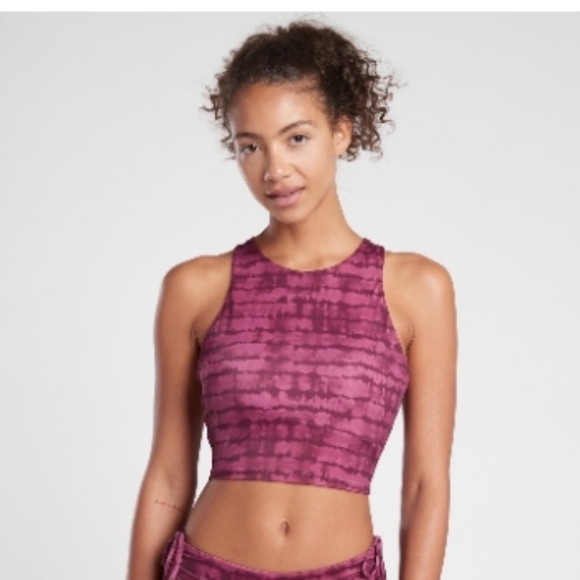Athleta Conscious Crop Printed Bikini Top NEW Womens Vintage Plum - Picture 5 of 5